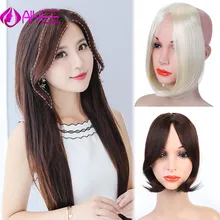 AIYEE длинные передние волосы Bang Sid на заколках для волос, бахрома для наращивания, натуральные синтетические челки, накладные волосы, боковая челка