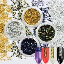1 Box Gold Silver Jelly Nail Art Rhinestones 3D Round Jewelry Flatback Shining Stone DIY Manicure Nail Art Accessories JI390