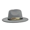 Chapeau Vintage classique en feutre jazz fedora, chapeau à grand bord, cloche cowboy panama pour femmes et hommes, noir et rouge ► Photo 3/6