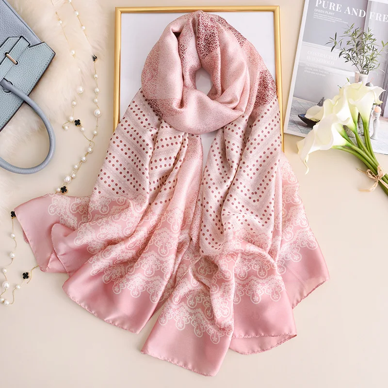 Brand Designer Silk Scarf Women New Printed Shawls and Wraps High Quality Pashmina Ladies Gift Large Soft Foulard Hijab