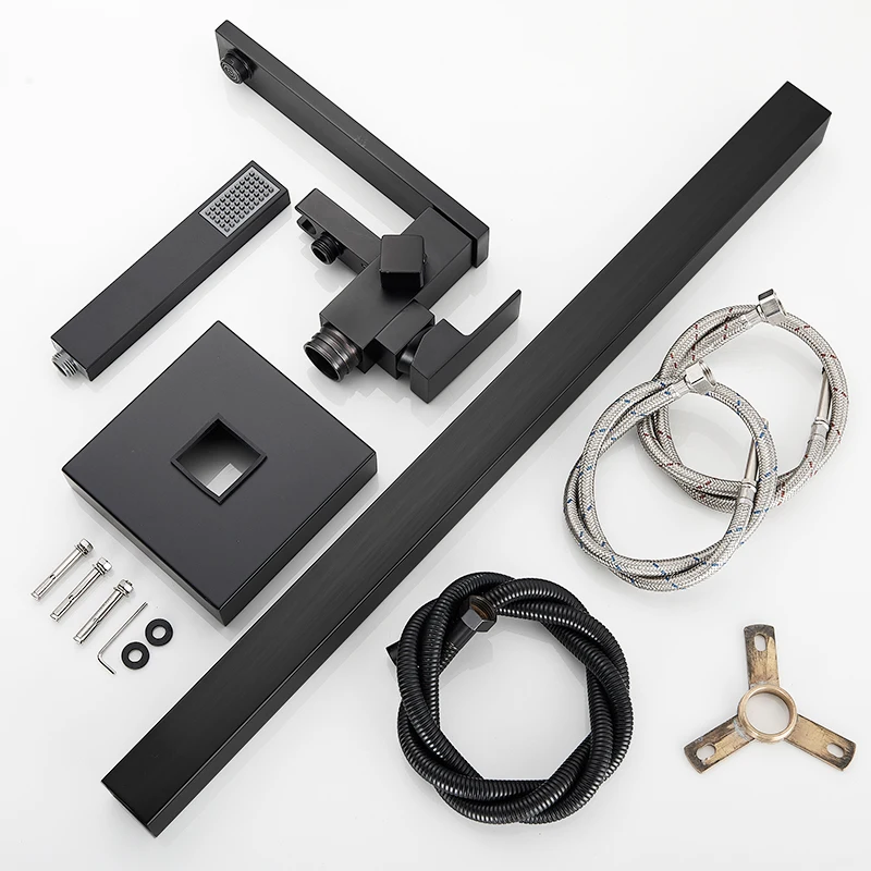 Bathtub Shower Faucets Square Floor Standing Faucet Hot Cold Water Shower Mixer Tap Bathroom Waterfall Mixer
