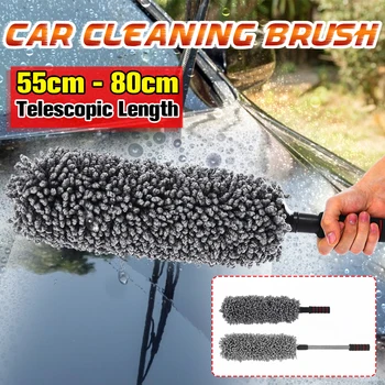 

Car Cleaning Brush Microfiber Auto Window Duster Retractable Stainless Steel Long Handle Dust Wax Washable Car Cleaning Brush