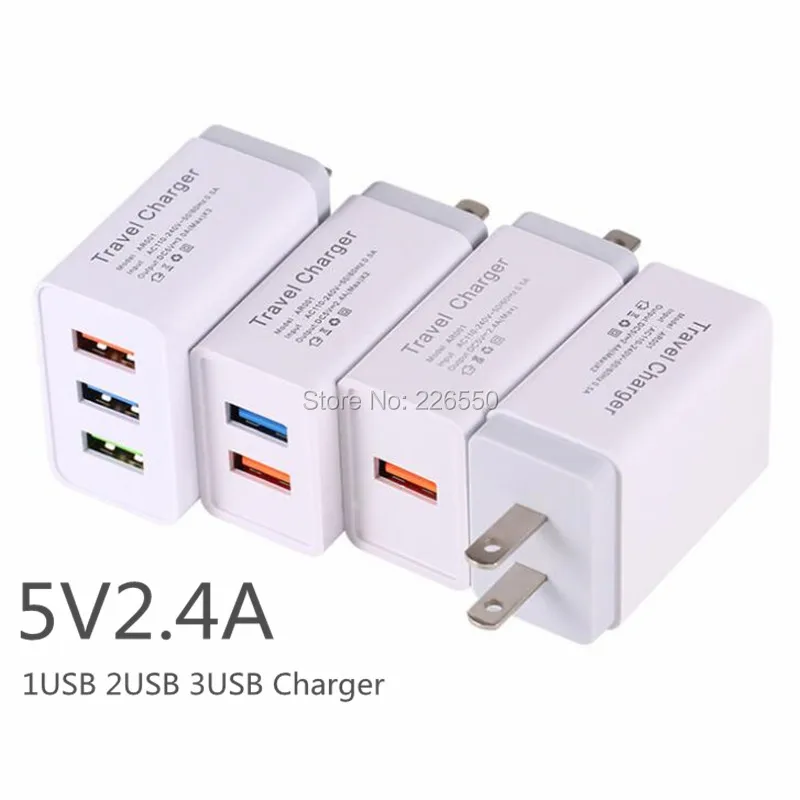2.4A Eu US AC устройство для зарядки из настенной розетки для дома и путешествий 1 2 3 Usb порта адаптер для iphone 7 8x11 samsung htc android phone pc mp3