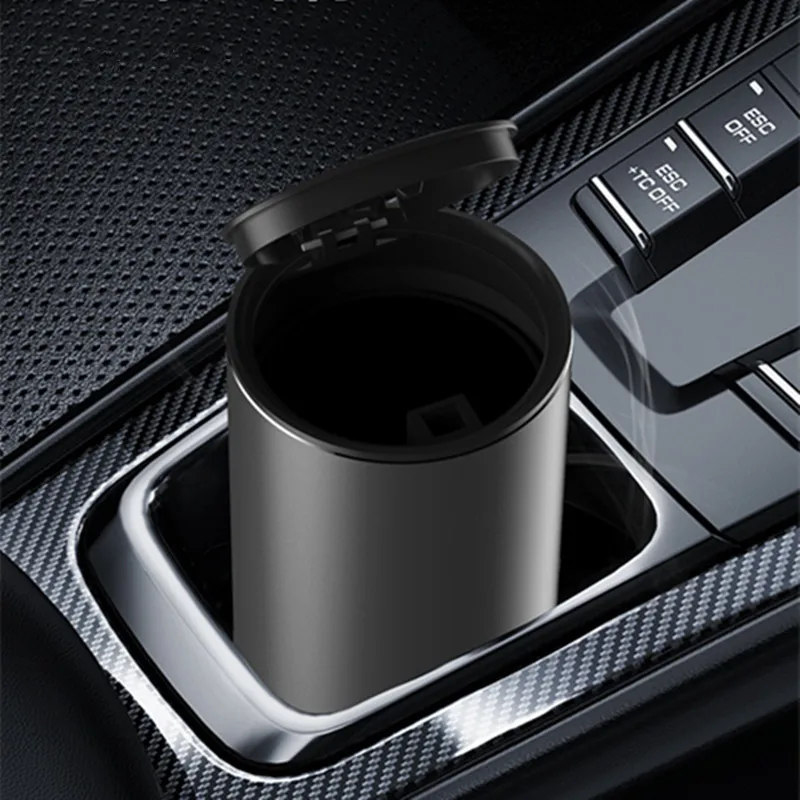 Car Trash Can Alloy Garbage Can Car Dustbin Waste Rubbish Bin Storage Holder Bag Interior Accessories With Garbage Bag