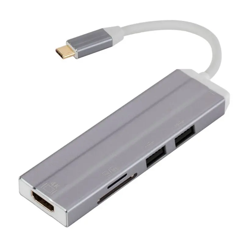 6 в 1 USB-C концентратор 4K HD видео аудио кабель адаптер Тип C к HDMI usb 3,0/usb 2,0 с SD/TF кардридер Тип C USB концентратор