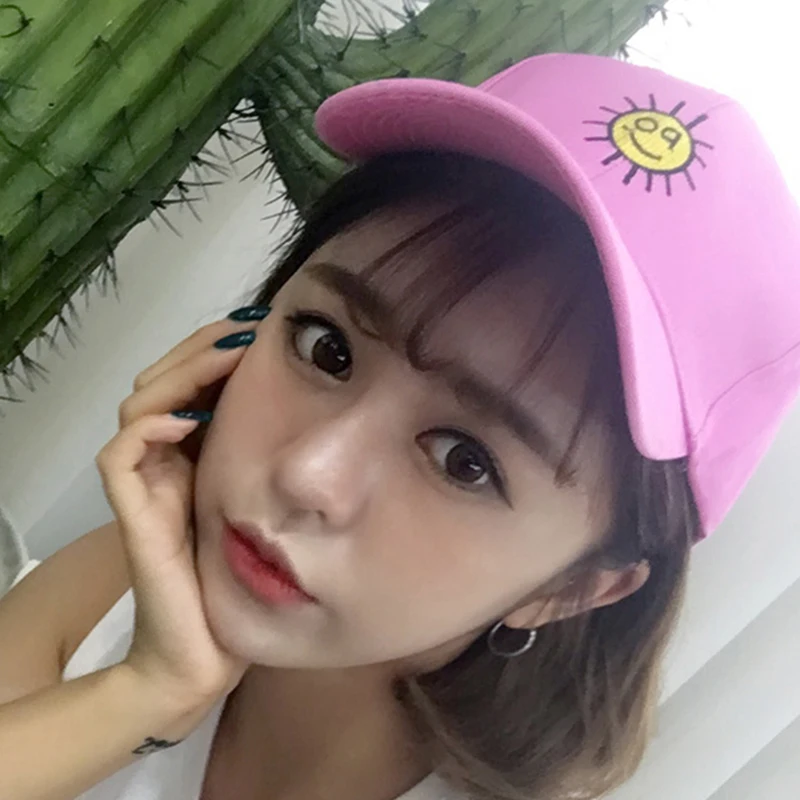 Бейсбольная кепка s Kawaii с принтом простая Кепка Женская милая универсальная Солнцезащитная Милая шапки для пары корейский стиль Harajuku мода - Цвет: 3