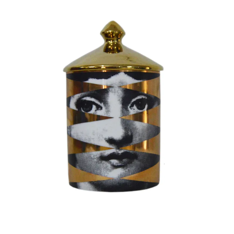Позолоченный Подсвечник Fornasetti керамический Золотой подсвечник декоративный кувшин Lina лицо украшение для хранения баночки для домашнего рабочего стола украшение - Цвет: A WITH LID
