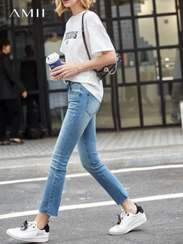 

Amii Minimalist Jeans Summer Women Casual High Waist Slim Fit Fashion Female Straight Pencil Pants 11940304