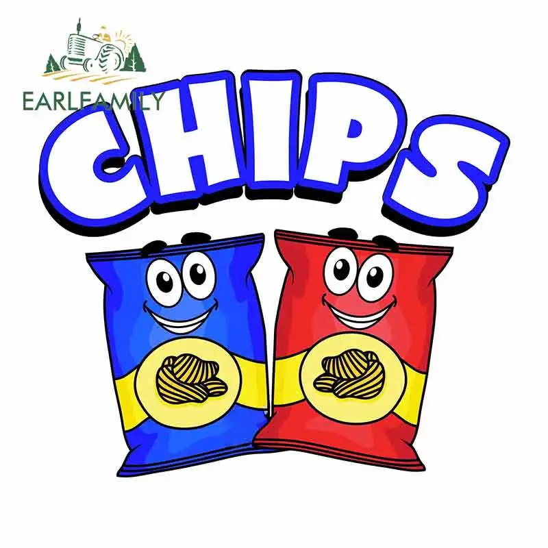 

EARLFAMILY 13cm x 11.3cm Cartoon Chips Funny Car Stickers RV VAN 3D DIY Fine Decal Bumper Windows Car Accessories JDM Vinyl