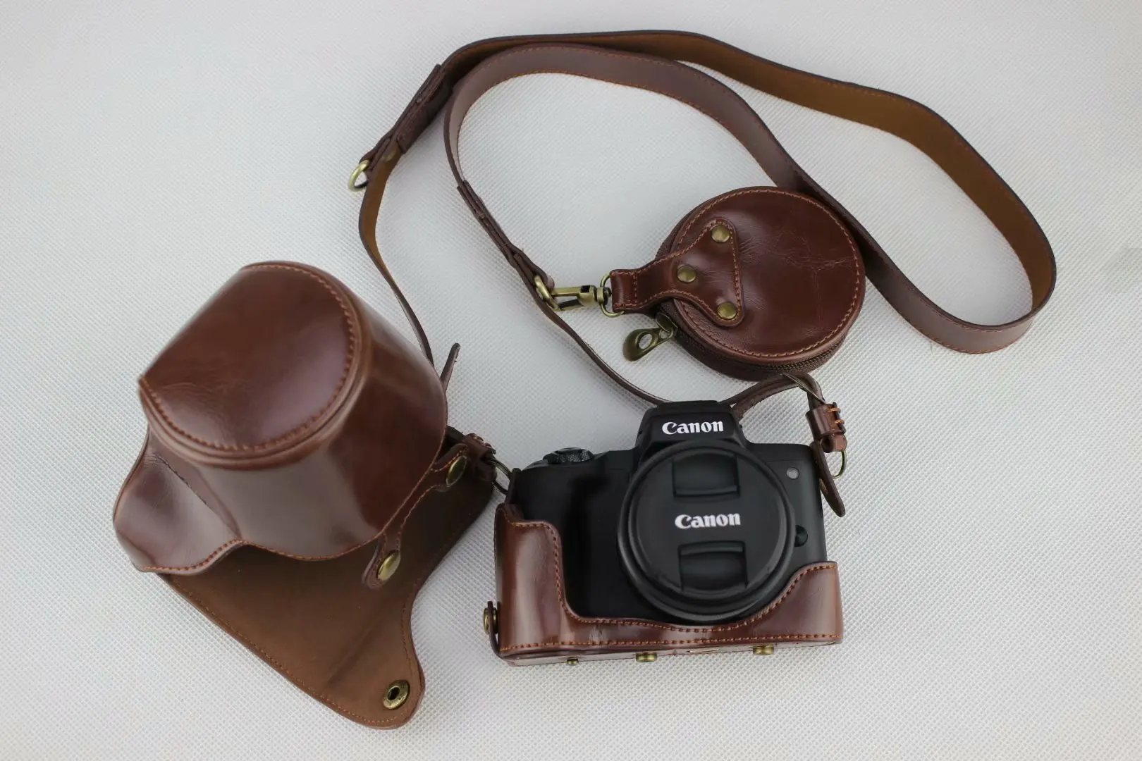 Из искусственной кожи Камера сумка CaseFor Canon EOSM50 M50 Камера защитный чехол из поликарбоната с Ремешок