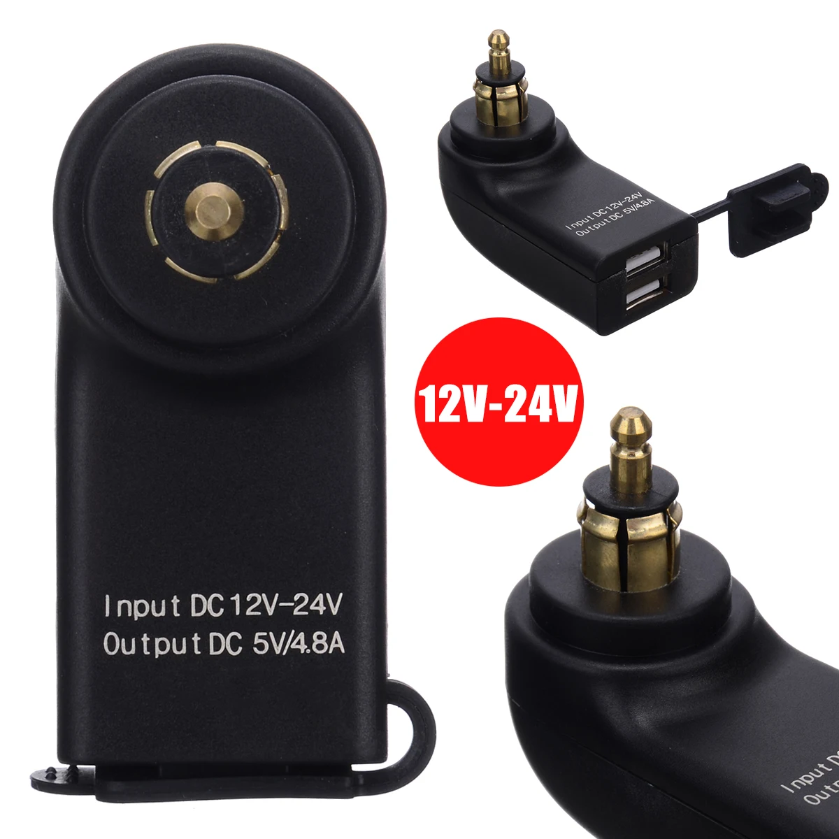 Blue Light 4.8A Dual USB Motorcycle Charger Hella DIN Socket To USB Adapter For BMW Moto Charger LED Voltmeter USB Charger