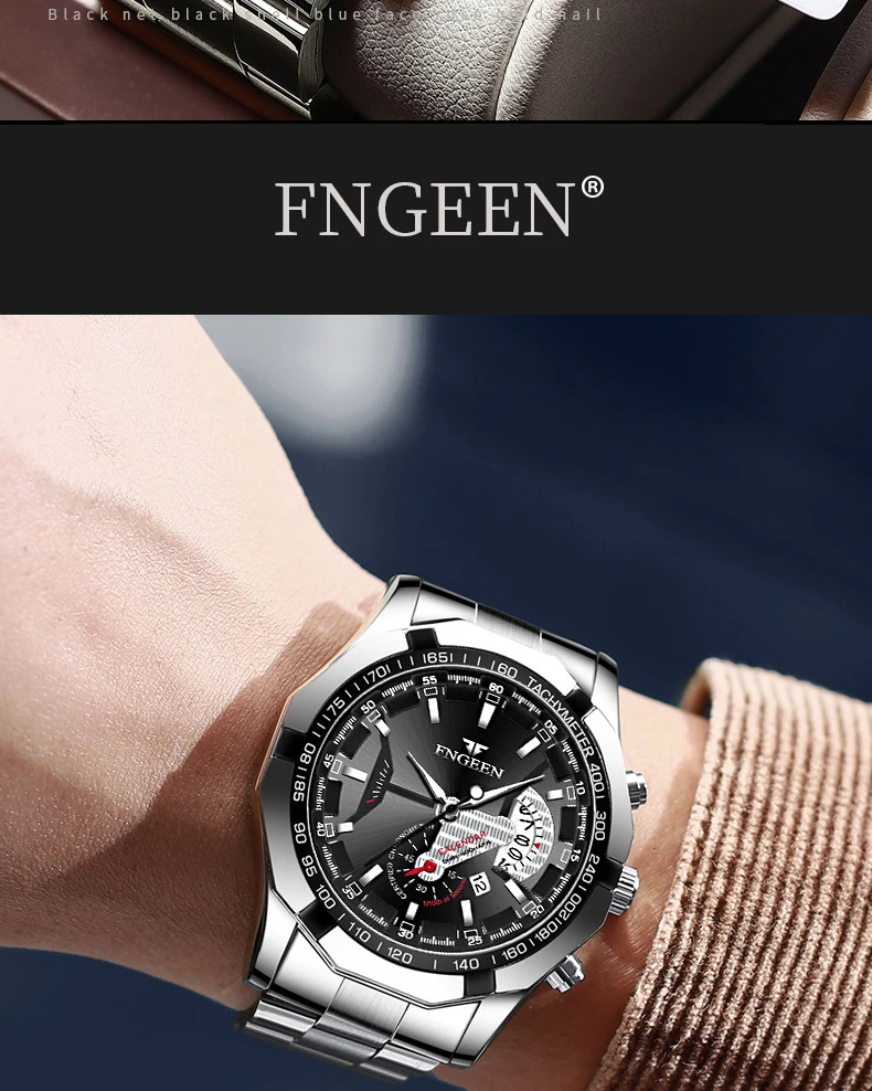 FNGEEN New Concept Quartz Watches Fashion Casual Military Sports Wristwatch Waterproof Luxury Men's Clock Relogio Masculino S001