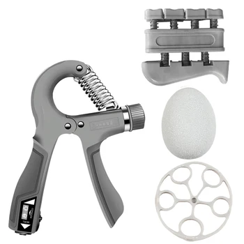 

4pcs Egg Ball Stress Relief Count Hand Grip Set Non Slip Gym Resistance Trainer Finger Stretcher Adjustable Ergonomic Wrist Home