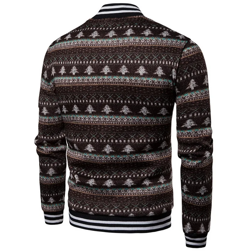 New Men's Slim Fit Sweater Coat Winter Warm Thicken Jacket Overwear Christmas Tree Decoration Men's Sweater