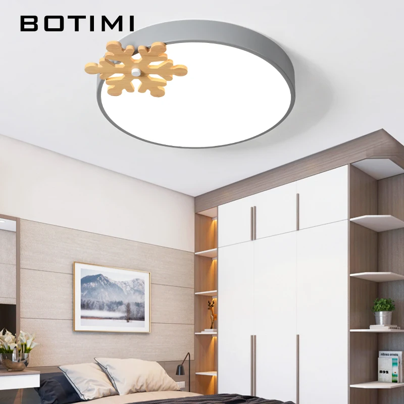 BOTIMI, европейский стиль, светодиодный потолочный светильник для спальни, деревянные, в форме снежинки, круглые потолочные светильники для комнаты