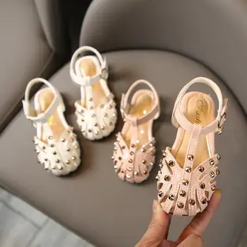 

Kids Sandals Girls Baby Summer Fashion Rivet Flat Soft Bottom Princess Shoes Kids Girls Sneakers Toddler Girls Sandals