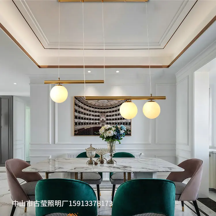 

Post-modern Golden LED pendant lights Iron Glass ball hanging lamp bedside living room luminaires bedroom restaurant fixtures