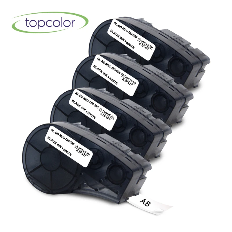 

Topcolor M21-750-595-BK Outdoor Label Tapes Suitable for Brady Label Printer BMP 21 Vinyl Industry Label Maker Black on White