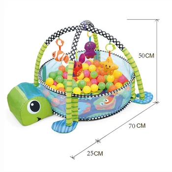 Baby 3 in 1 Fitness Frame Game Blanket Multifunctional Cartoon Play Crawling Mat Tortoise Lion Ocean Ball pool 0-18 Months Toy 5