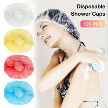 100 шт одноразовые шапочки для душа Водонепроницаемая шапка отель один-ВЫКЛ Эластичный душ шапочка для купания чистые волосы салон Товары для ванной комнаты