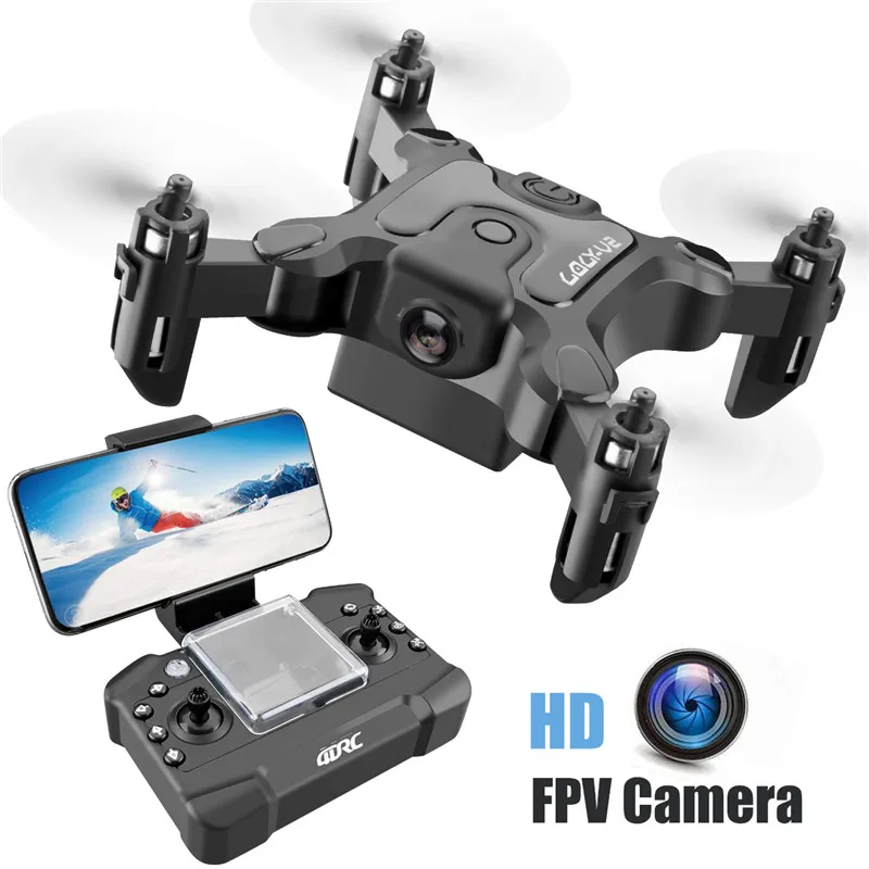 4DRC-Mini Drone com câmera HD, Quadcopter dobrável, Brinquedo RC, WiFi, FPV, Pressão do ar, Altitude Hold, preto e cinza, 4DRC