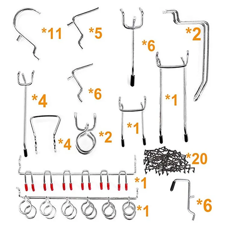 Набор крючков для полки с отверстием, крючков для доски, набор для организации Hange, набор для хранения на рынке, подвесные инструменты-карабины, серебро