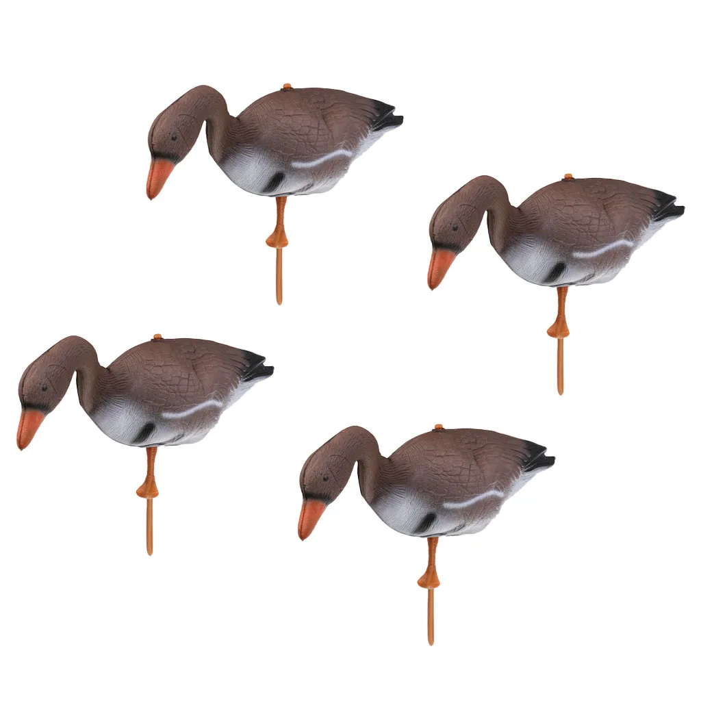 4Pcs Life Size Brown Swan Decoy Pond Decoration Scarecrow Floating Hunting Decoys