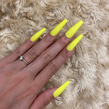 

20pcs/Box Simple Full Cover Acrylic Frosted Natural matte Fake Nails Ballerina Coffin False Nail tips Long Style Manicure Tools