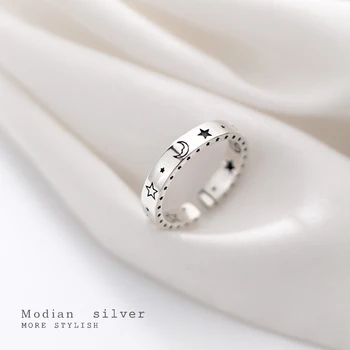 

Modian Retro Star Moon Smile Face Sterling Silver 925 Ring for Women Open Adjustable Finger Ring Original Fine Jewelry Gift