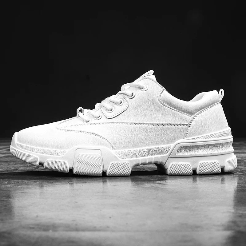 Nuevos zapatos para hombre, zapatillas blancas para hombre, calzado Casual de cuero partido, zapatos con cordones, zapatos para caminar y tiempo libre, zapatos blancos para hombre, zapatos planos de moda para hombre