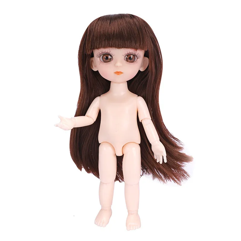 Новинка 16 см силиконовые маленькие куклы-принцессы игрушки для детей мини BJD кукла 3D глаза 13 подвижная шарнирная кукла для девочек подарок на день рождения - Цвет: banged straight hair