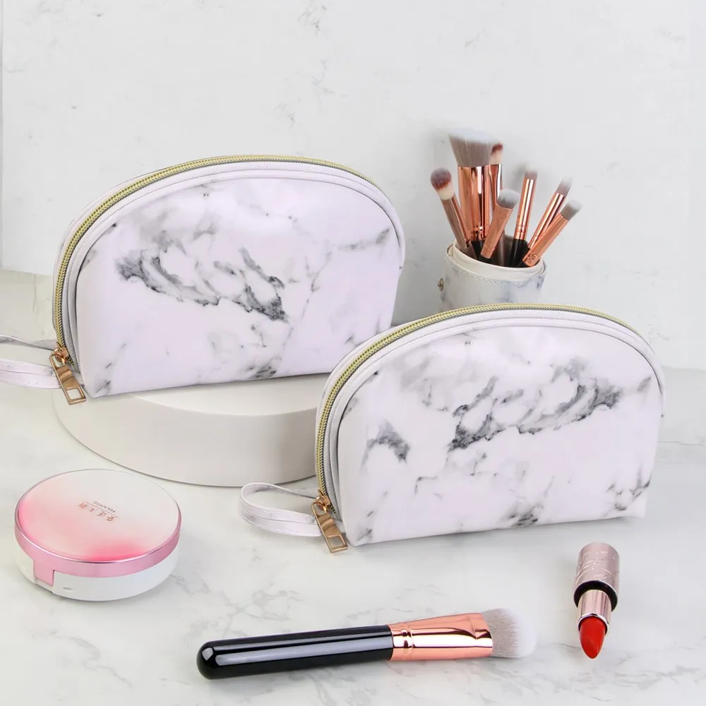 2021 Brand New Marbling Multifunctional Cosmetic Bag Waterproof Semicircle Cosmetic Bag Foldable Largecapacity Toiletries Bag