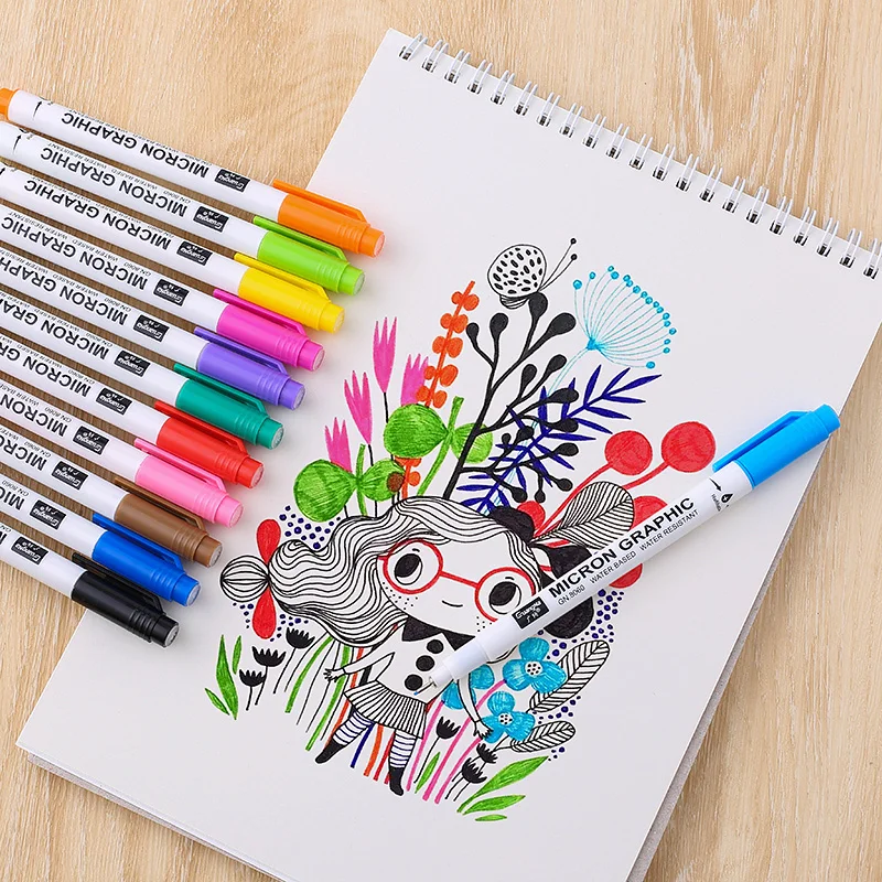 12PCS 12 Color Needle Micron Drawing Pen Set for Sketch Art Markers Felt  Tip Pen office