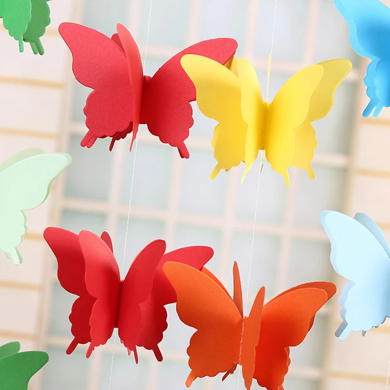 

2.7M Colorful Butterfly Paper Pull Flower Paper String Home Shopping Mall Window Decoration Wedding Wall Birthday Party Supplies