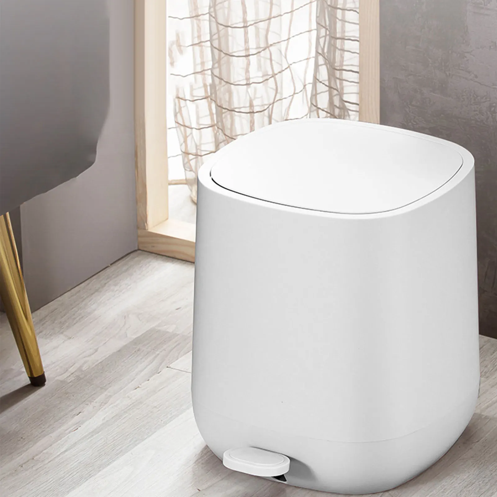 

7L Foot-operated Trash Can Plastic Trash Can Pedal Type Garbage Bin for Kitchen Office #W0