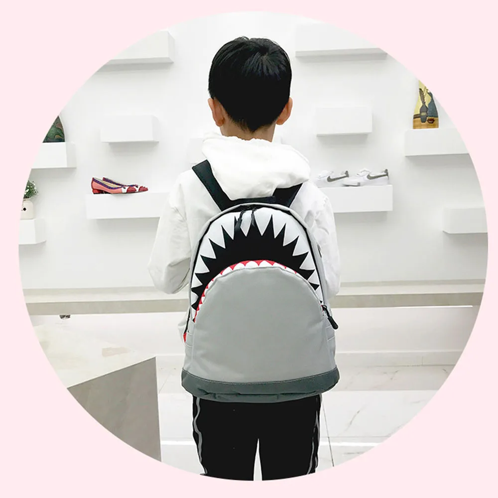 Детский рюкзак, детские школьные сумки с акулой, Детский рюкзак для детского сада, для мальчиков и девочек, детский парусиновый рюкзак с рисунком, повседневный черный, серый