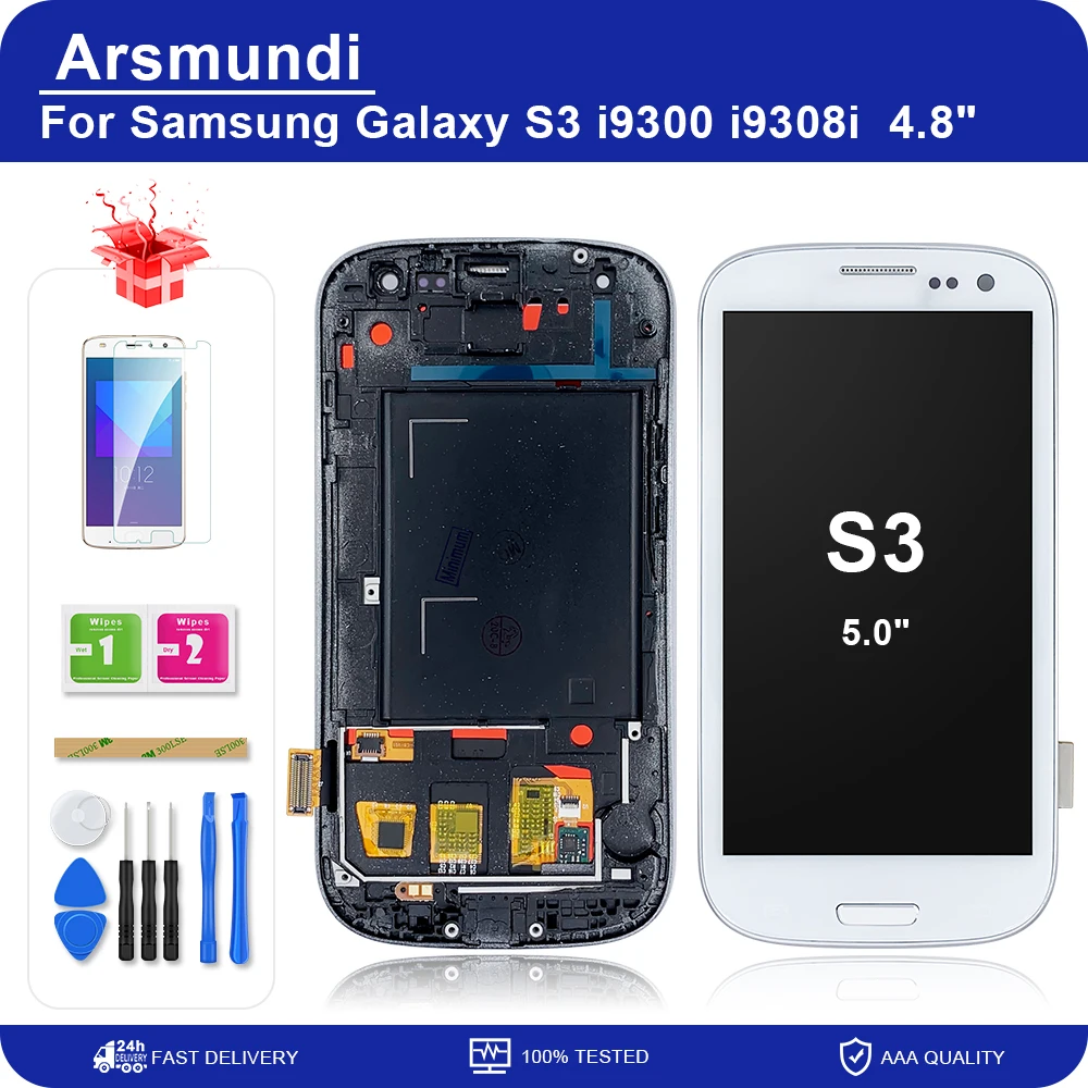 ЖК-дисплей 4 8 дюйма для Samsung Galaxy S3 i9300 i9300i i9308i i9305 сенсорный экран с цифровым