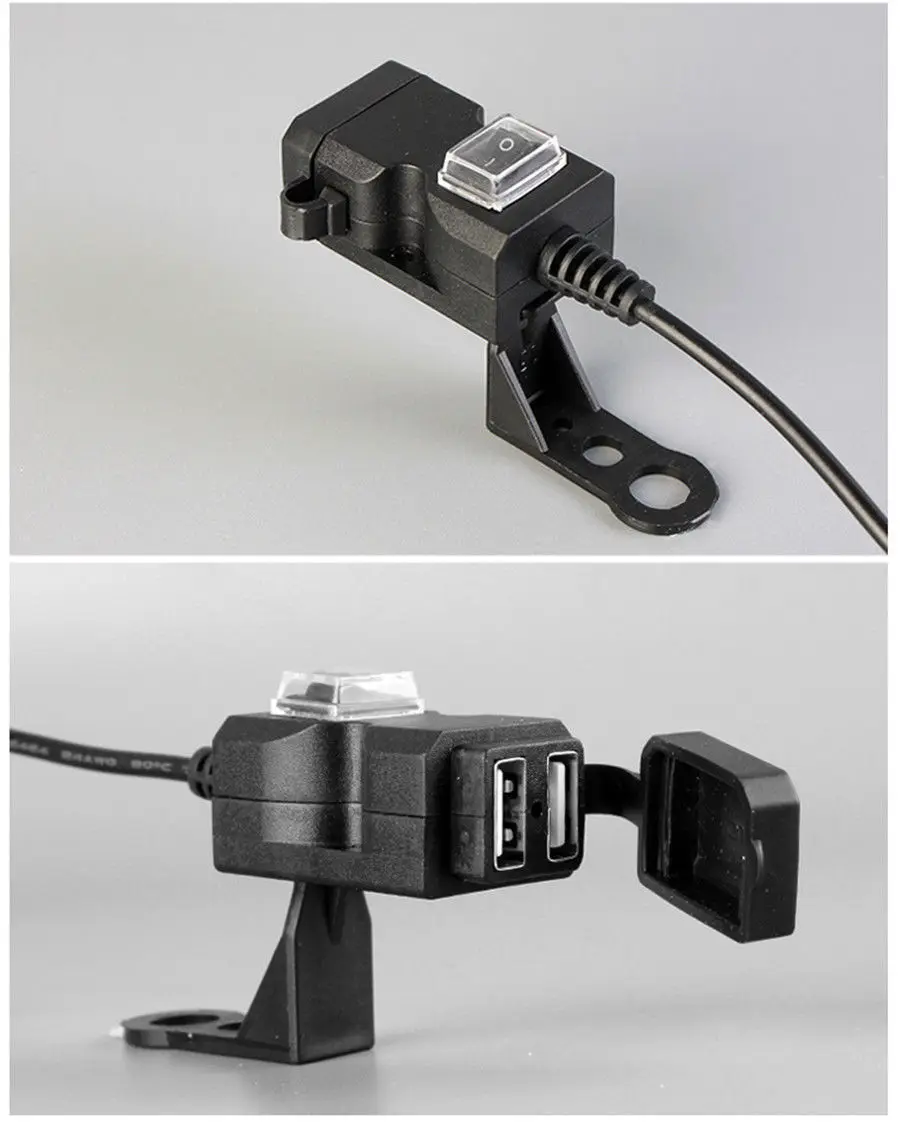 Многофункциональный водонепроницаемый электрический автомобиль скутер Usb зарядное устройство мобильный телефон кронштейн с переключателем зарядное устройство мобильный телефон 4 - Название цвета: Черный