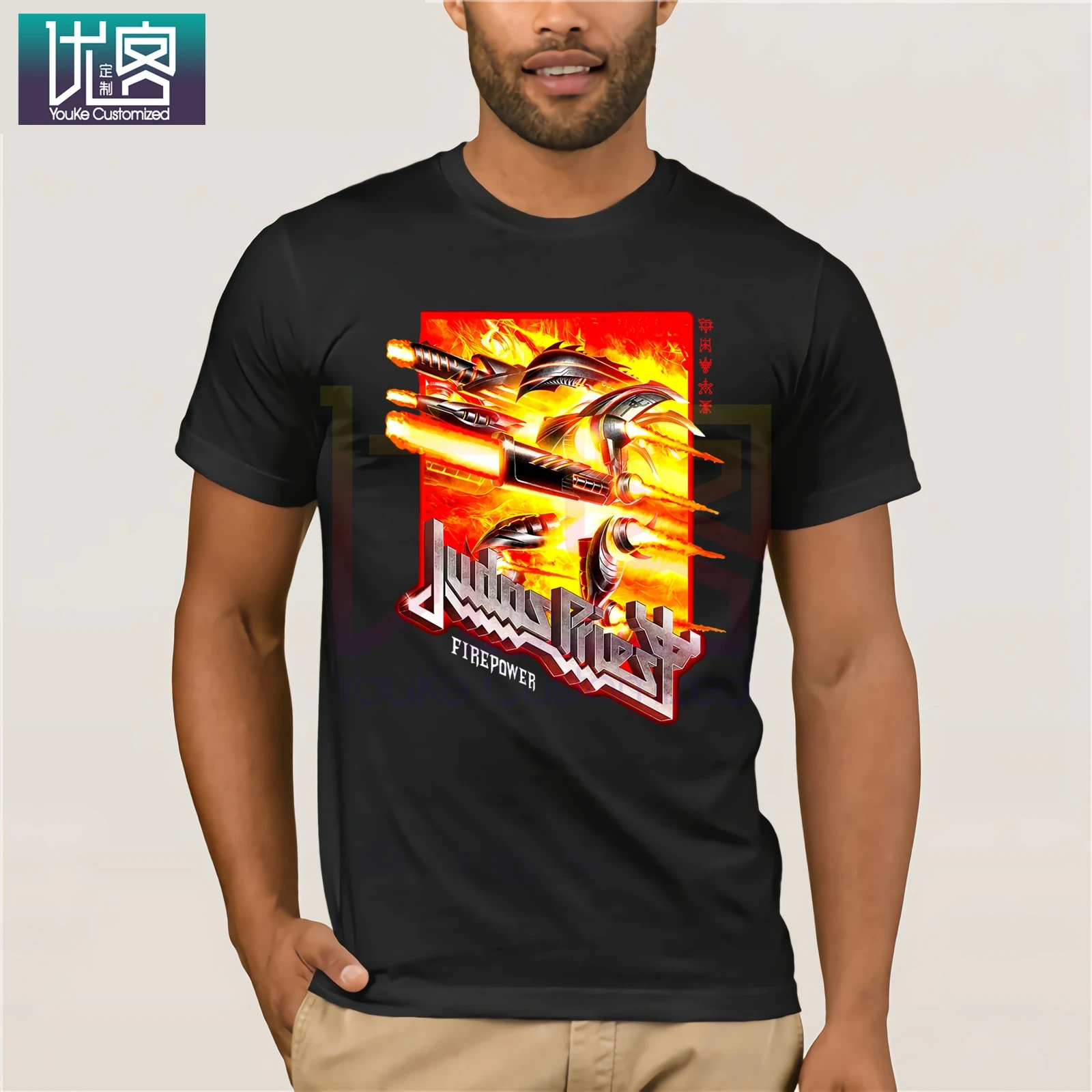 Judas Футболка &quotJudas Priest&quot кнопка для стрельбы тяжелый металл черного цвета с