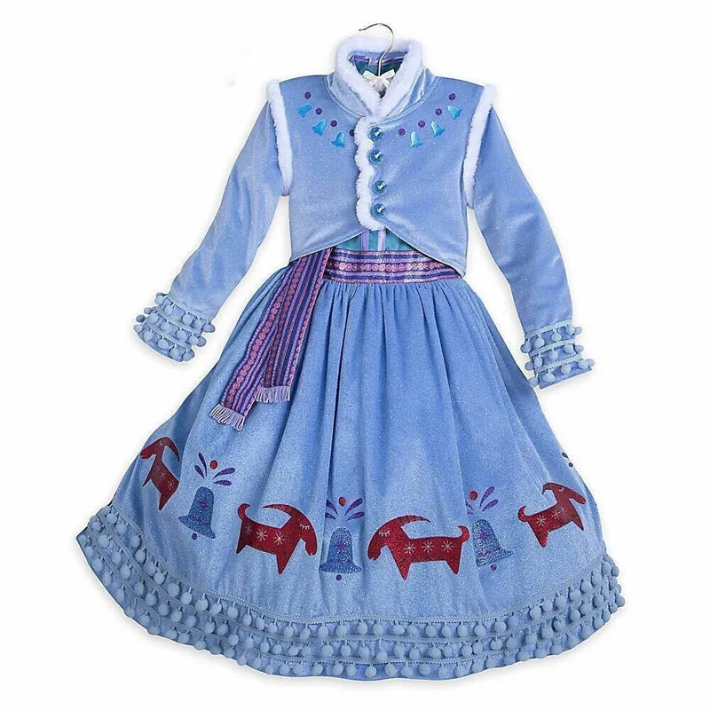 

Warm Girls Winter Dress Full Sleeves Elsa Dress Princess Cosplay Costume Halloween Anna Dresses Kids Dresses For Girls Clothing