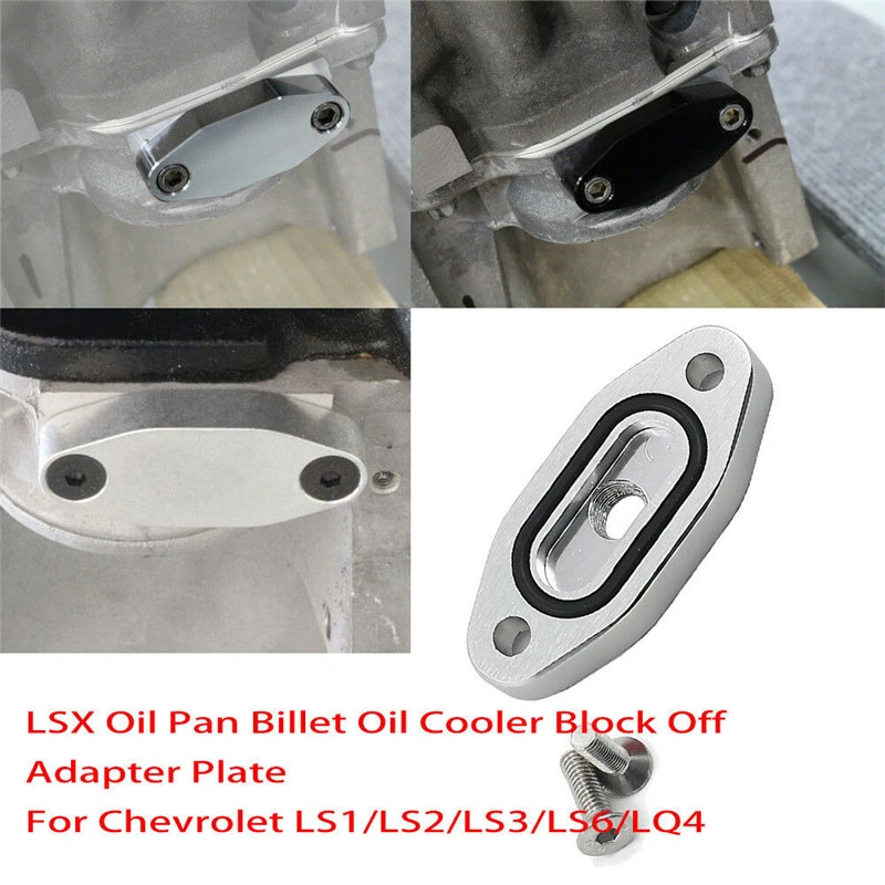 Lsx Oil Pan Port Billet Oil Cooler Block Off Adapter Plate Ls1 Ls2 Ls3