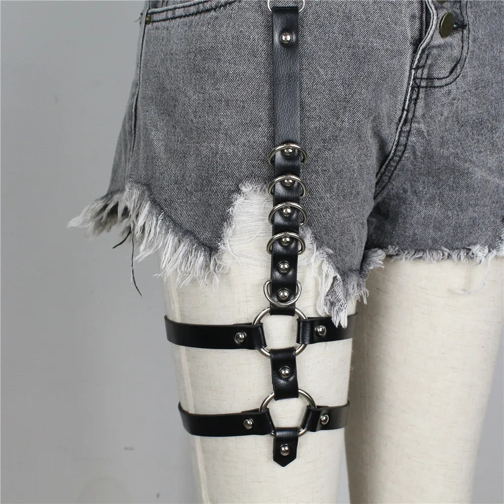 LP-036 CEA.HARNESS кожа Панк Подвязки для женщин Новая мода харадзюку один ремень клип на подтяжках крюк регулируемые ноги кольцо носок ручной работы - Цвет: LP-036
