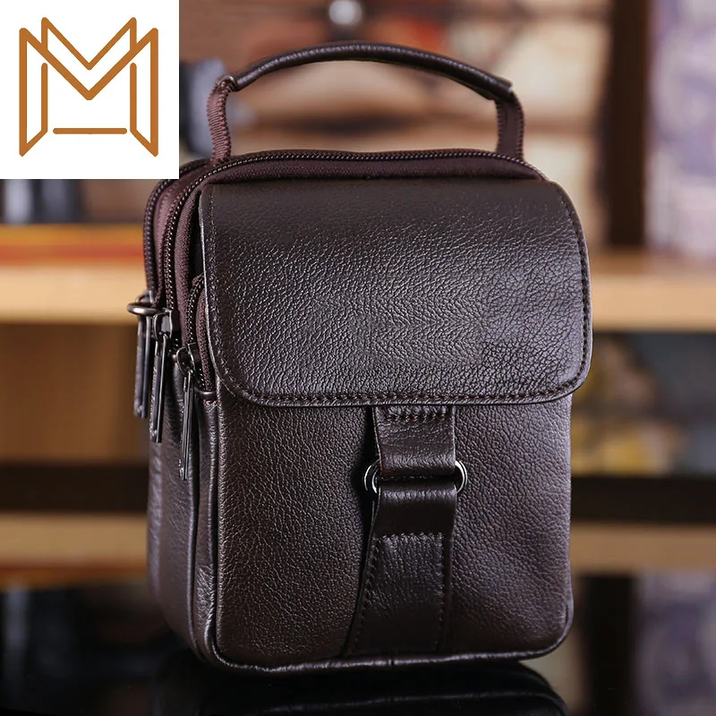

Genuine Leather Packet Male Single Shoulder Package Mini- Pocket Man Clothes Belt More Function Package Head Layer Cowhide