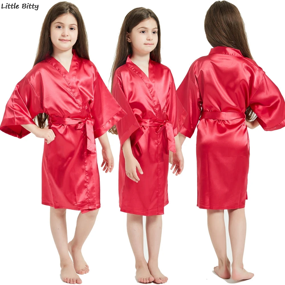 Satin Robe Kids sleepover party Robe for Girls Wedding Party Dress