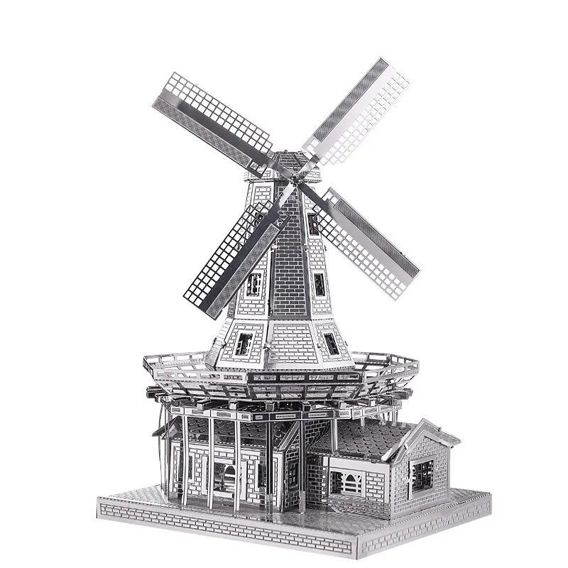 DIY 3D металлическая головоломка, игрушка всемирно известных зданий, Сборная модель, строительные наборы, развивающие игрушки для детей, Эйфелева башня - Цвет: Dutch Windmill