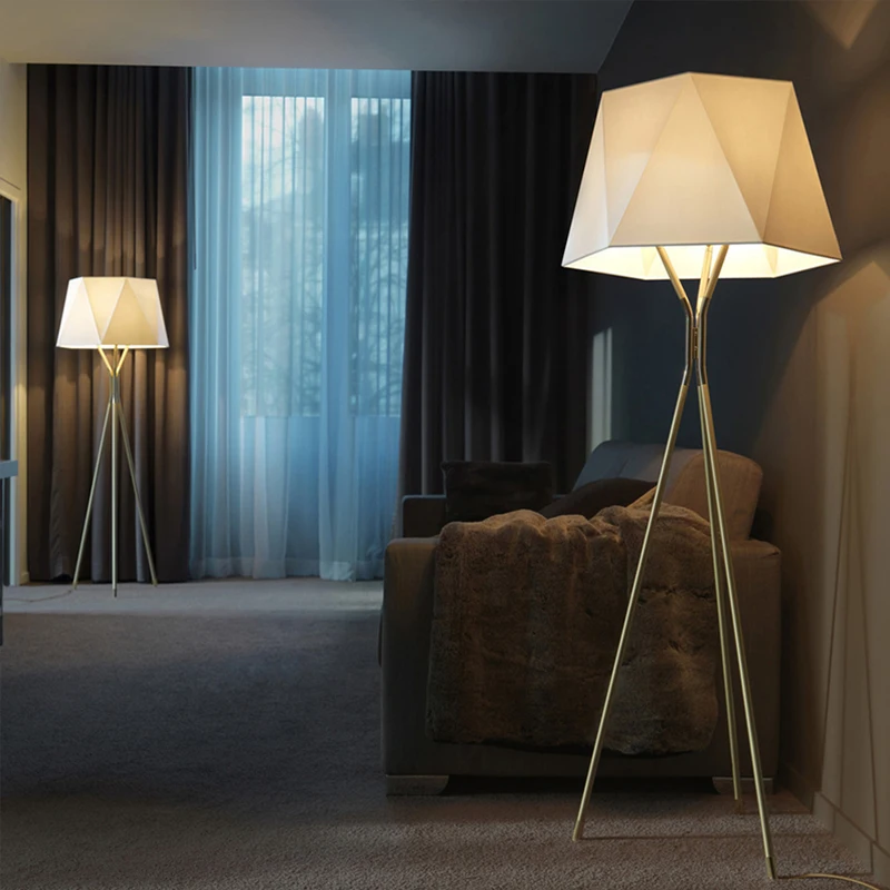 

Post modern Creative Black Metal Geometric Led Floor Lamp Living Room Bedroom New Conical Decorative 12W E27 LED Standing Lamp
