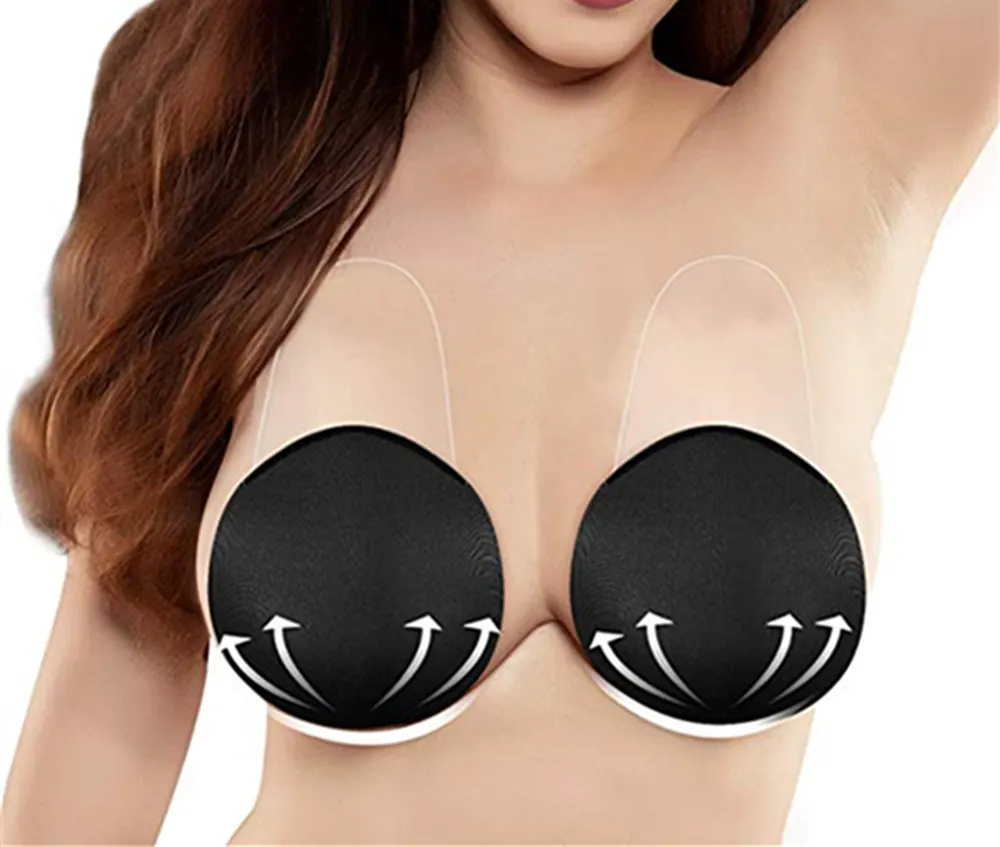 

Strapless Bra Self Adhesive Lift Bra Stick on Nipplecovers Puch Up Sexy Invisible Backless Silicone Bra for Women