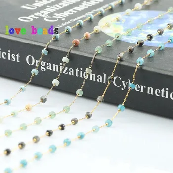 

1 Meter Gold Color Wire Wrapped Rosary Chain Beads Chain for Jewelry Making DIY Bracelets Necklaces Ankles Accessories Handmade