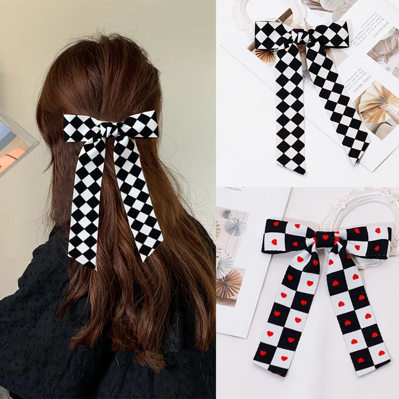 

Lystrfac Fashion Lattice Bow Hair Clip Big Bows Hair Ribbon Trendy Ladies Hair Clip Ponytail Cute Barrette Hair Accessories