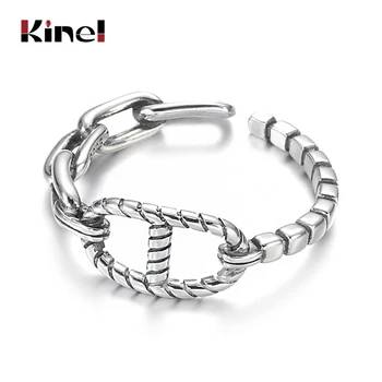 

Kinel 925 Sterling Silver Ring Jewelry Hot Sale Personality Twine Open Ring Korea Style Fashion Popular Simple Bijoux Femme